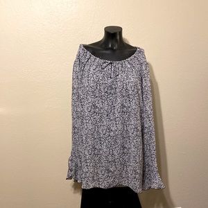 Notations Leaves Ruffles Sleeve Blouse